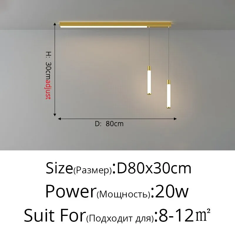 Modern Long LED Chandeliers Lamp, Suitable For Bedroom, Corridor And Dining Room,black ,Gold Frame, 80 100 120cm Can Be Selected