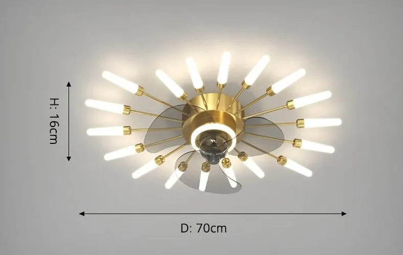 Modern Low-Profile Firework Ceiling Fan with Light