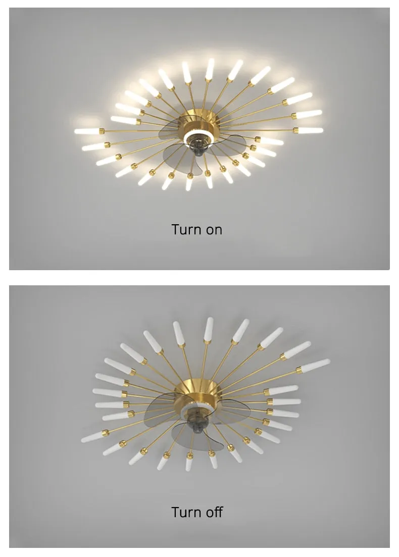 Modern Low-Profile Firework Ceiling Fan with Light