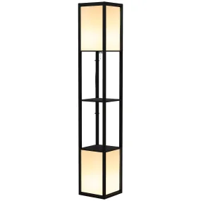 Modern Shelf Floor Lamp with Dual Ambient Light, Standing Lamp Living Room, Bedroom, 156cm, Black