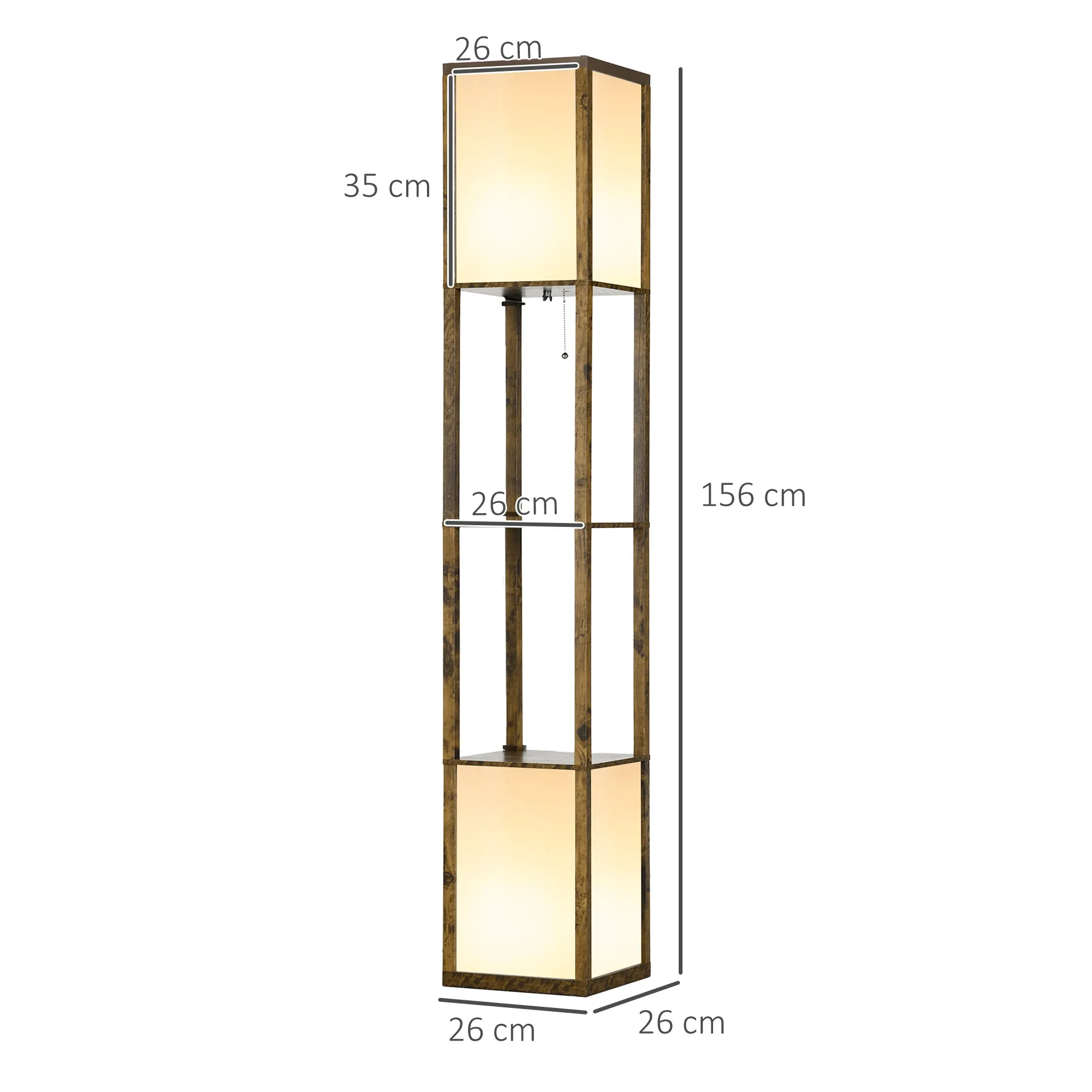 Modern Shelf Floor Lamp with Dual Ambient Light, Standing Lamp Living Room, Bedroom, 156cm, Brown