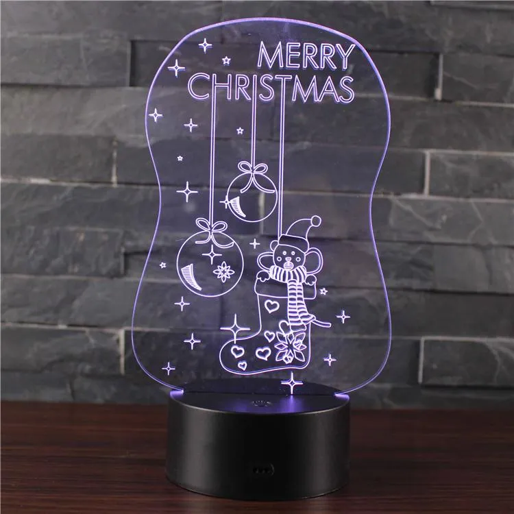 New Dynamic Acrylic LED 3D Night Light Small Table Bedside Birthday For The Child Festival Lover Wife Christmas Decorate Lamp