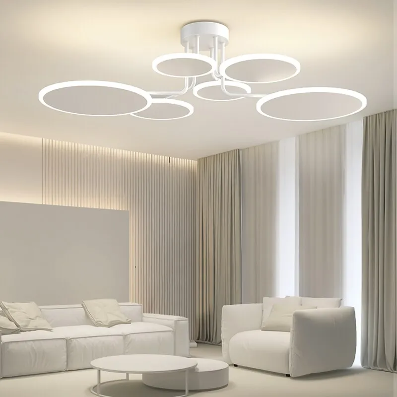 Nordic Minimalist Led Ceiling Chandeliers for Living Room Bedroom Dining Table Lamp Home Fixture Indoor Lighting Black White