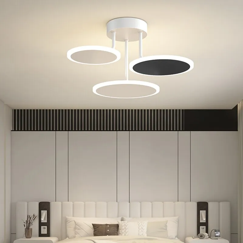 Nordic Minimalist Led Ceiling Chandeliers for Living Room Bedroom Dining Table Lamp Home Fixture Indoor Lighting Black White