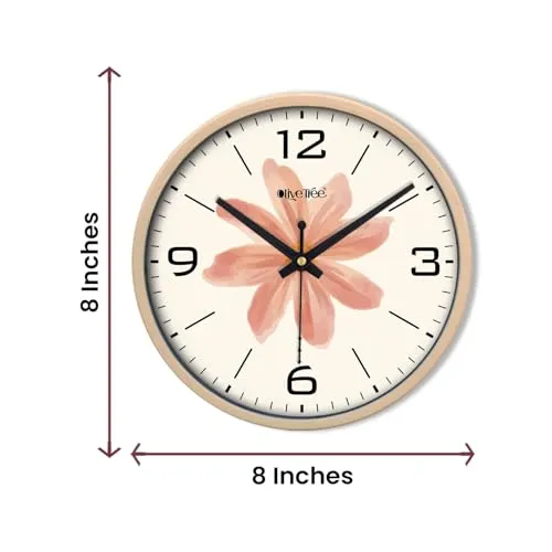 Olive Tree 8-Inch Plastic Analog Wall Clock/Table Clock - Modern Dial Latest Stylish Table Clock (Cream Frame, Quartz Movement)-1067