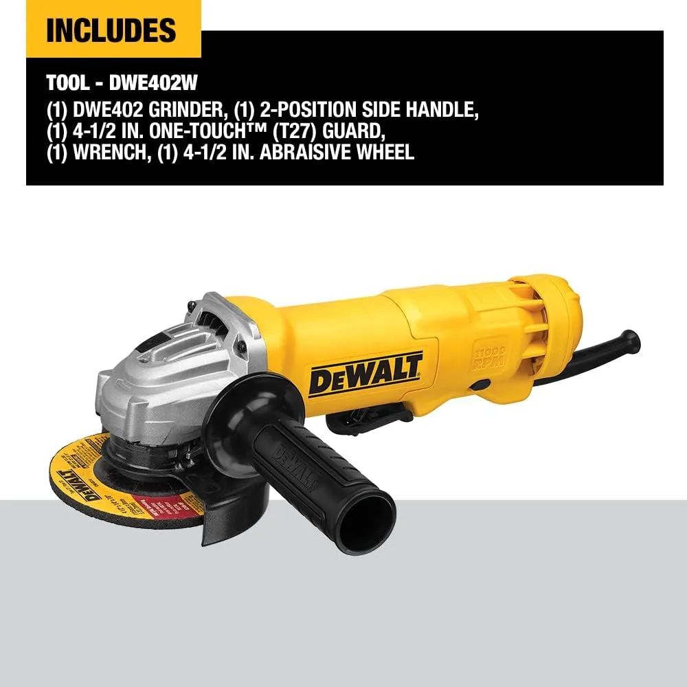 Open Box -  DeWALT DWE402W 120-Volt 4-1/2-Inch 1.8-HP Paddle Switch Small Angle Grinder