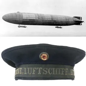 Original Imperial German WWI Extremely Scarce Kaiserliche Marine Imperial Navy Airship Luftschiff Abteilung Tellermütze Cap - Dated 1918