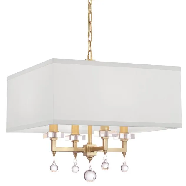 PAXTON 4 LIGHT MINI CHANDELIER, AGED BRASS