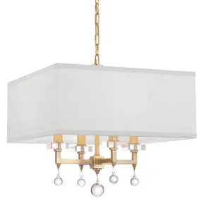 PAXTON 4 LIGHT MINI CHANDELIER, AGED BRASS