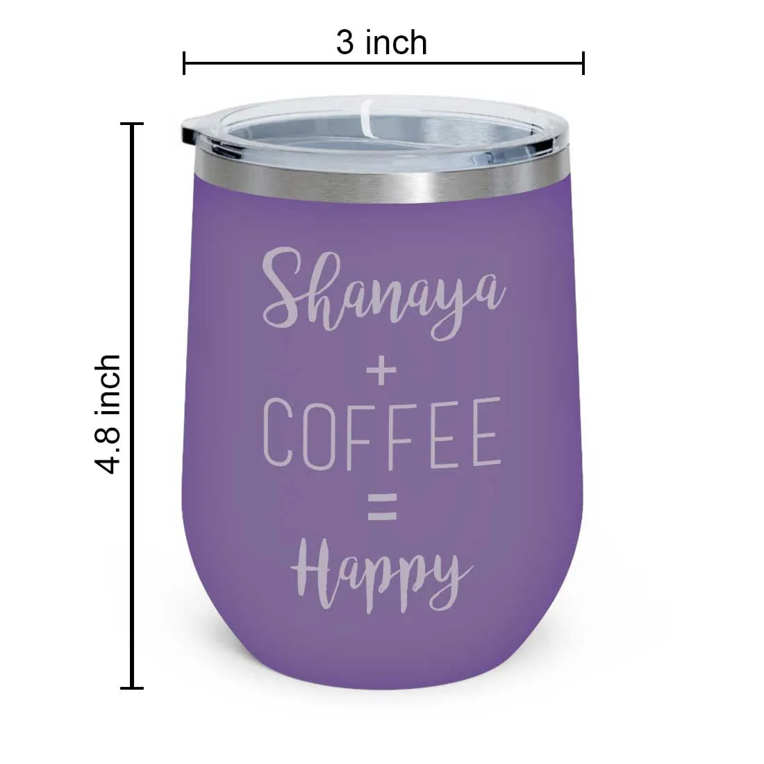 Personalized Coffee Cup with lid Name Engraved Stainless Steel Mug-Happy