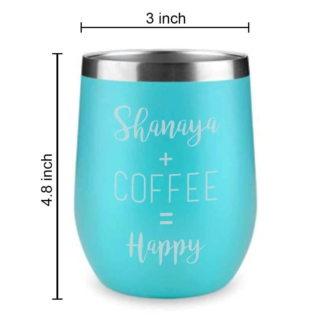 Personalized Coffee Cup with lid Name Engraved Stainless Steel Mug-Happy