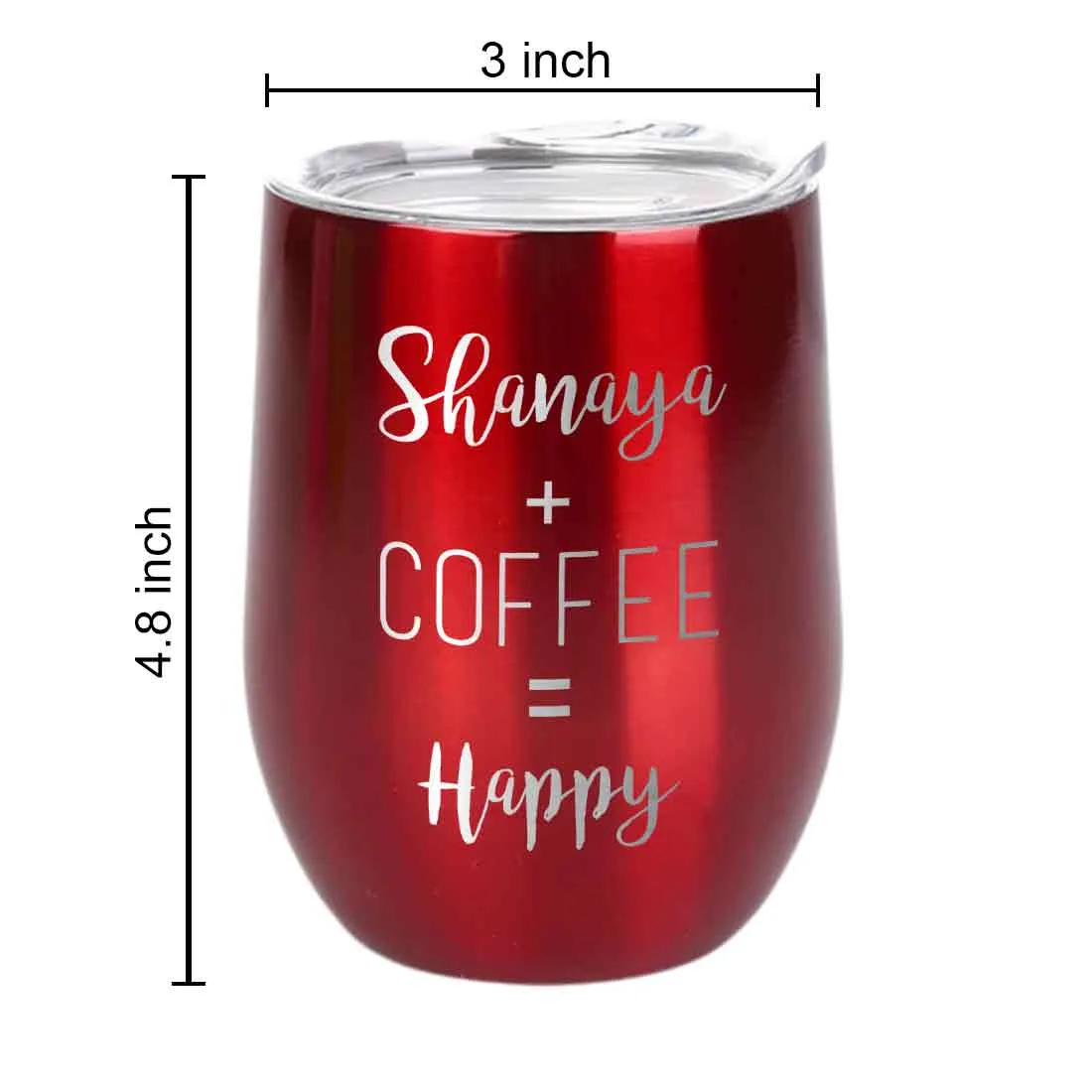 Personalized Coffee Cup with lid Name Engraved Stainless Steel Mug-Happy