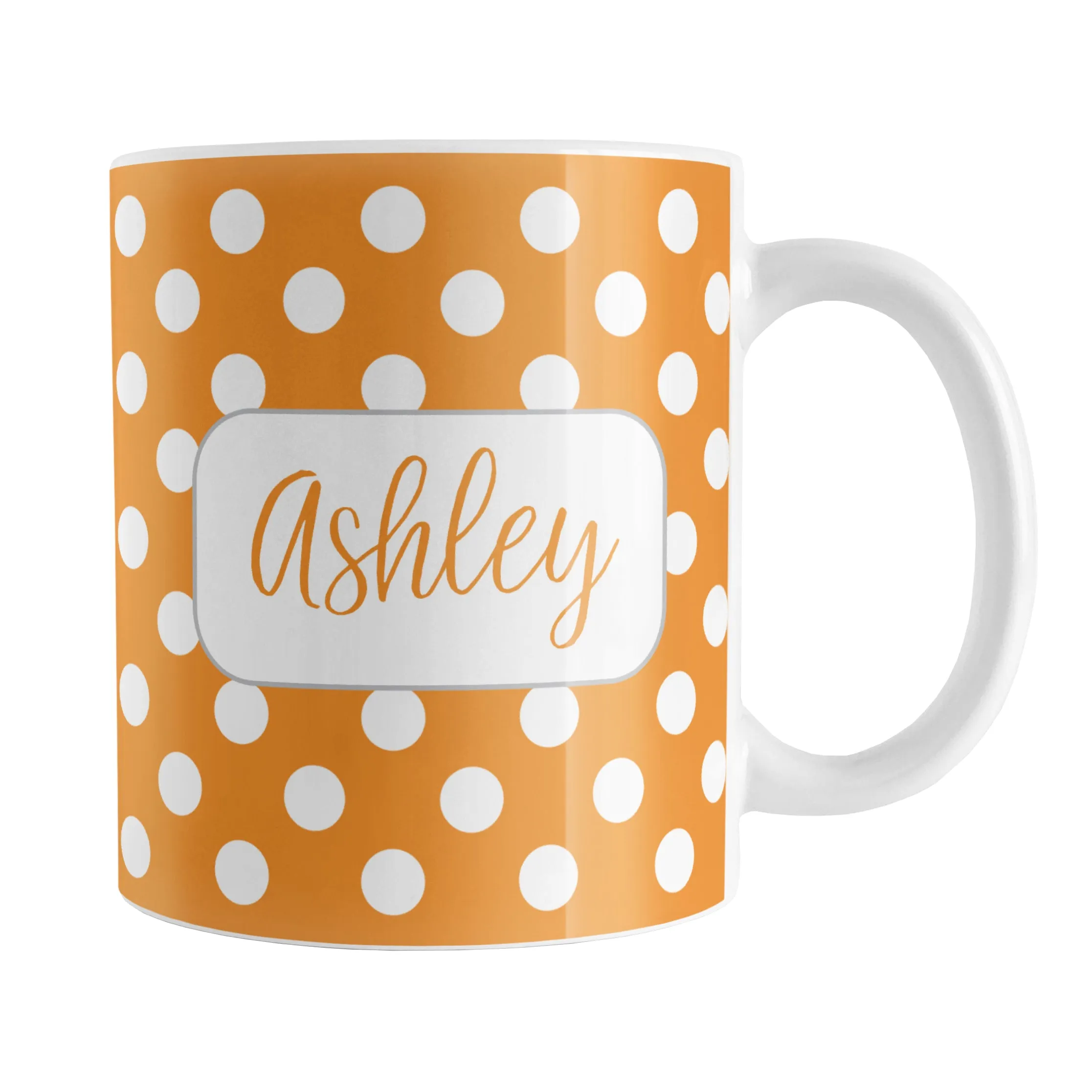 Personalized Orange Polka Dot Mug