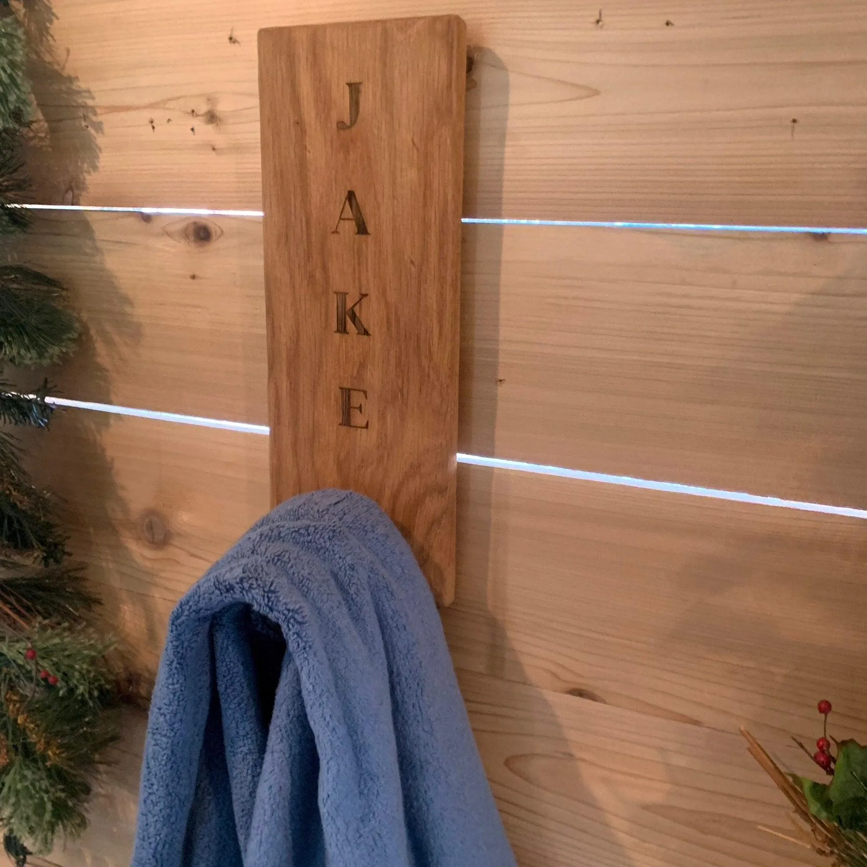 Personalized Rustic Towel Hanger for Wall