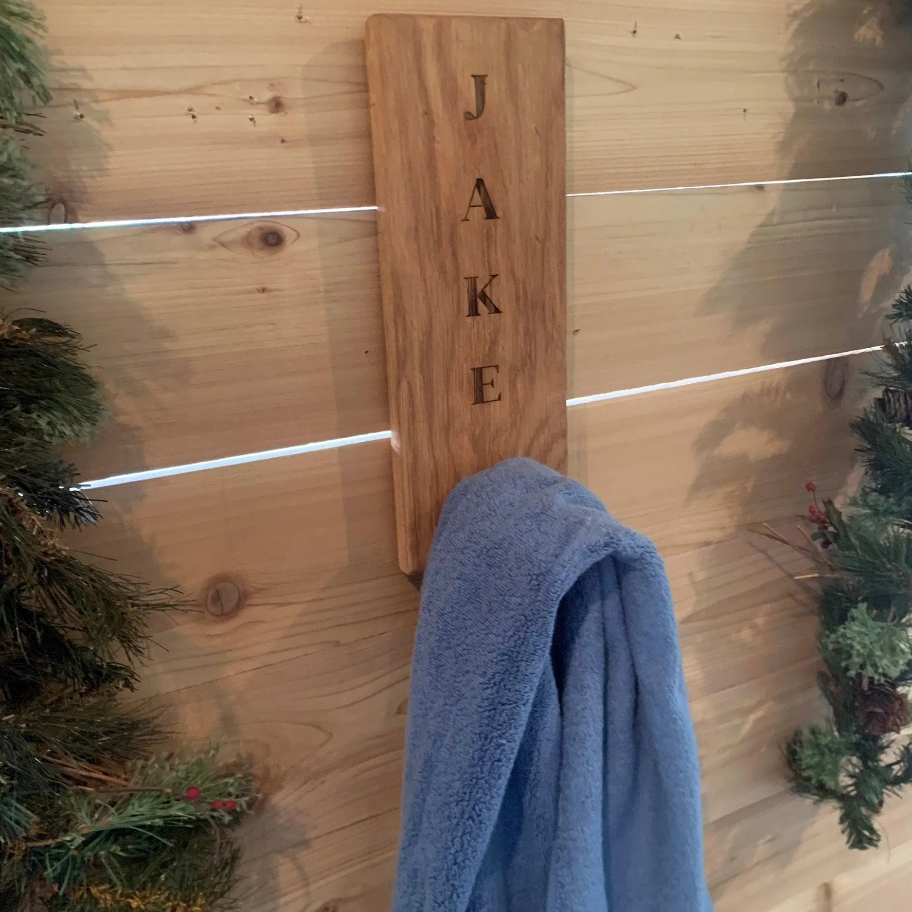 Personalized Rustic Towel Hanger for Wall