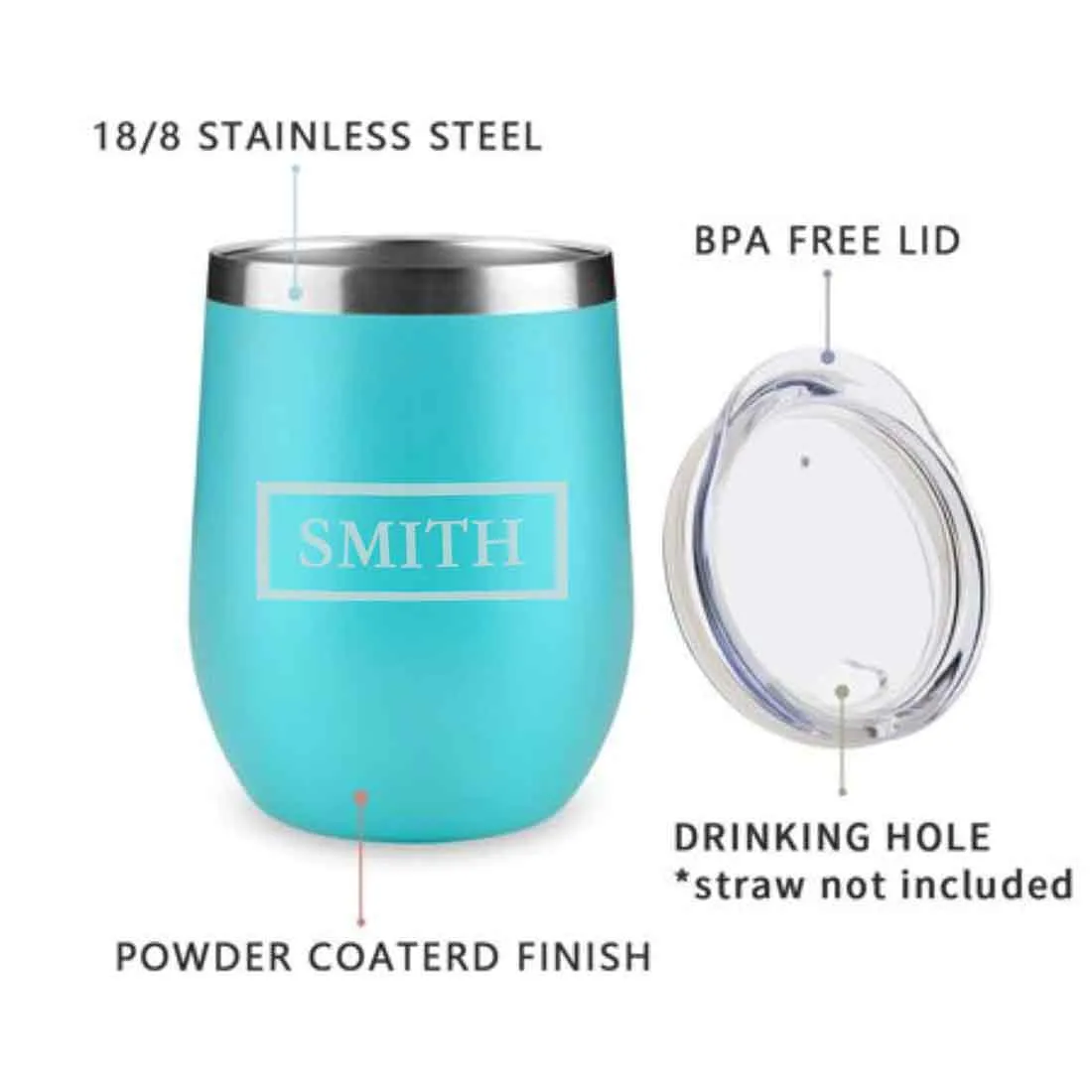 Personalized Travel Coffee Mug Insulated with lid Name Engraved Stainless Steel - Frame