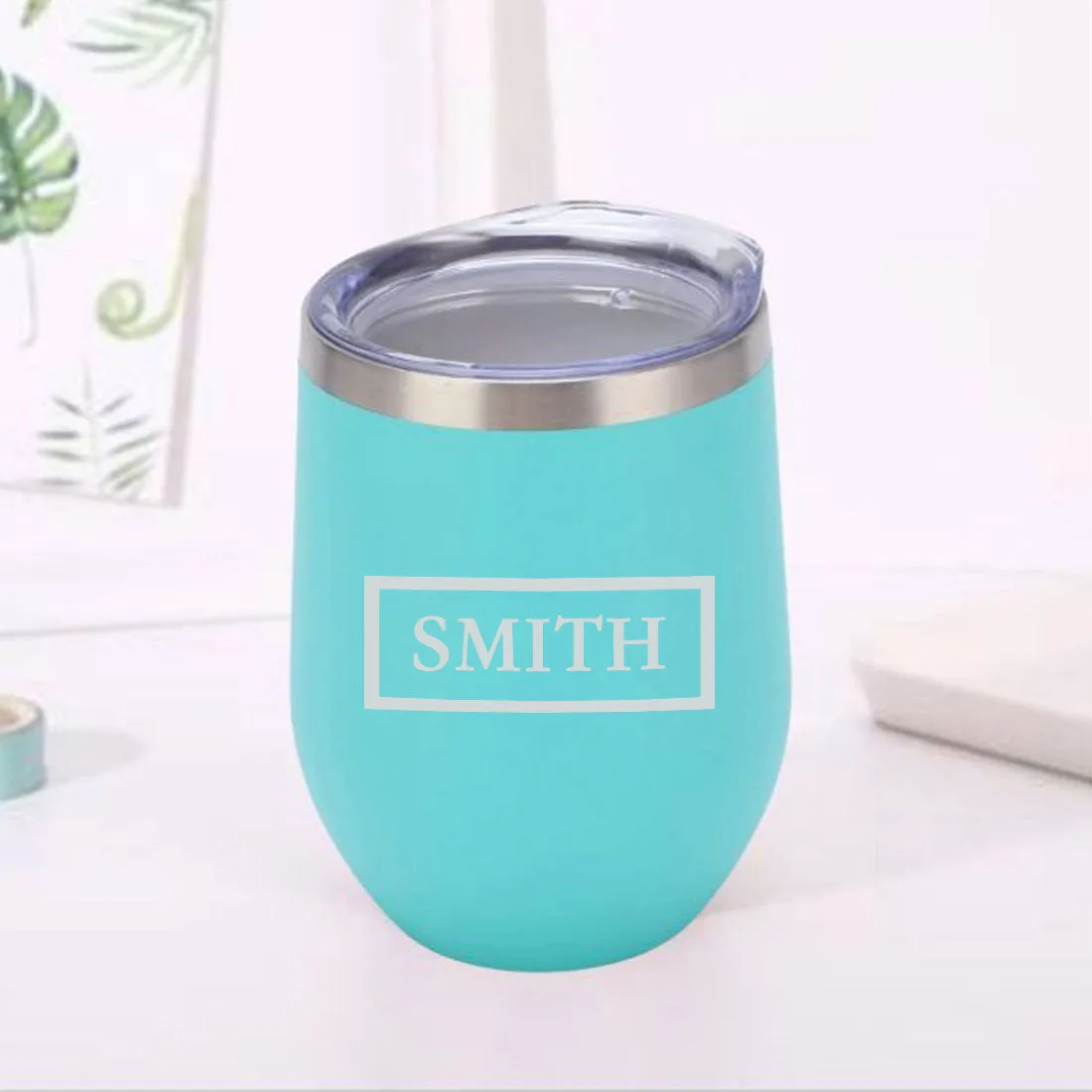 Personalized Travel Coffee Mug Insulated with lid Name Engraved Stainless Steel - Frame