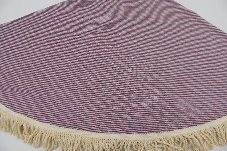 Pink and Purple 100% Cotton Round Beach Towel