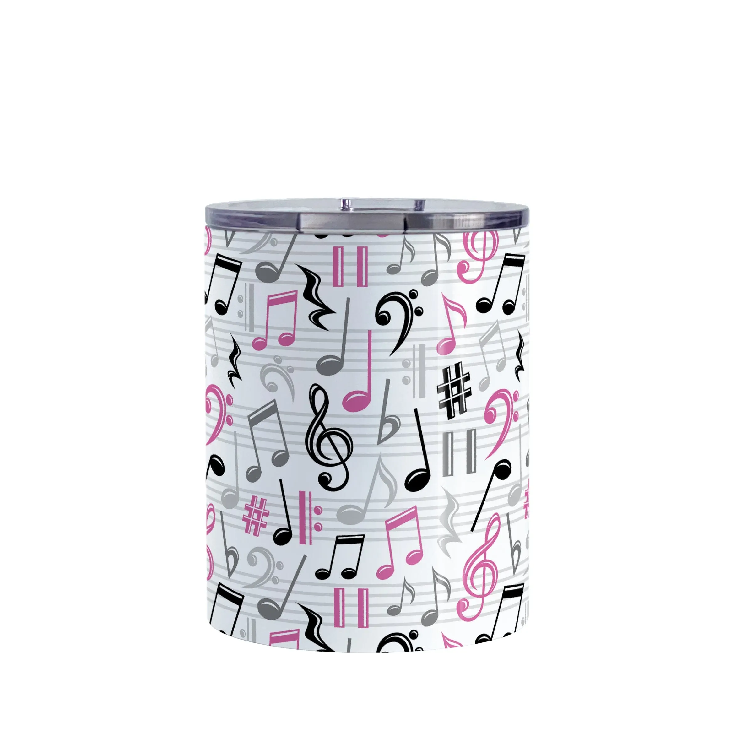 Pink Music Notes Pattern Tumbler Cup