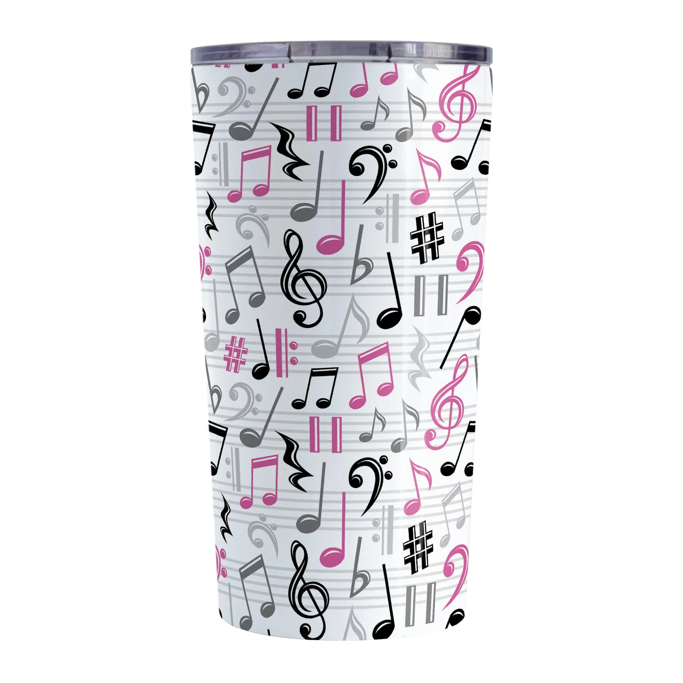 Pink Music Notes Pattern Tumbler Cup