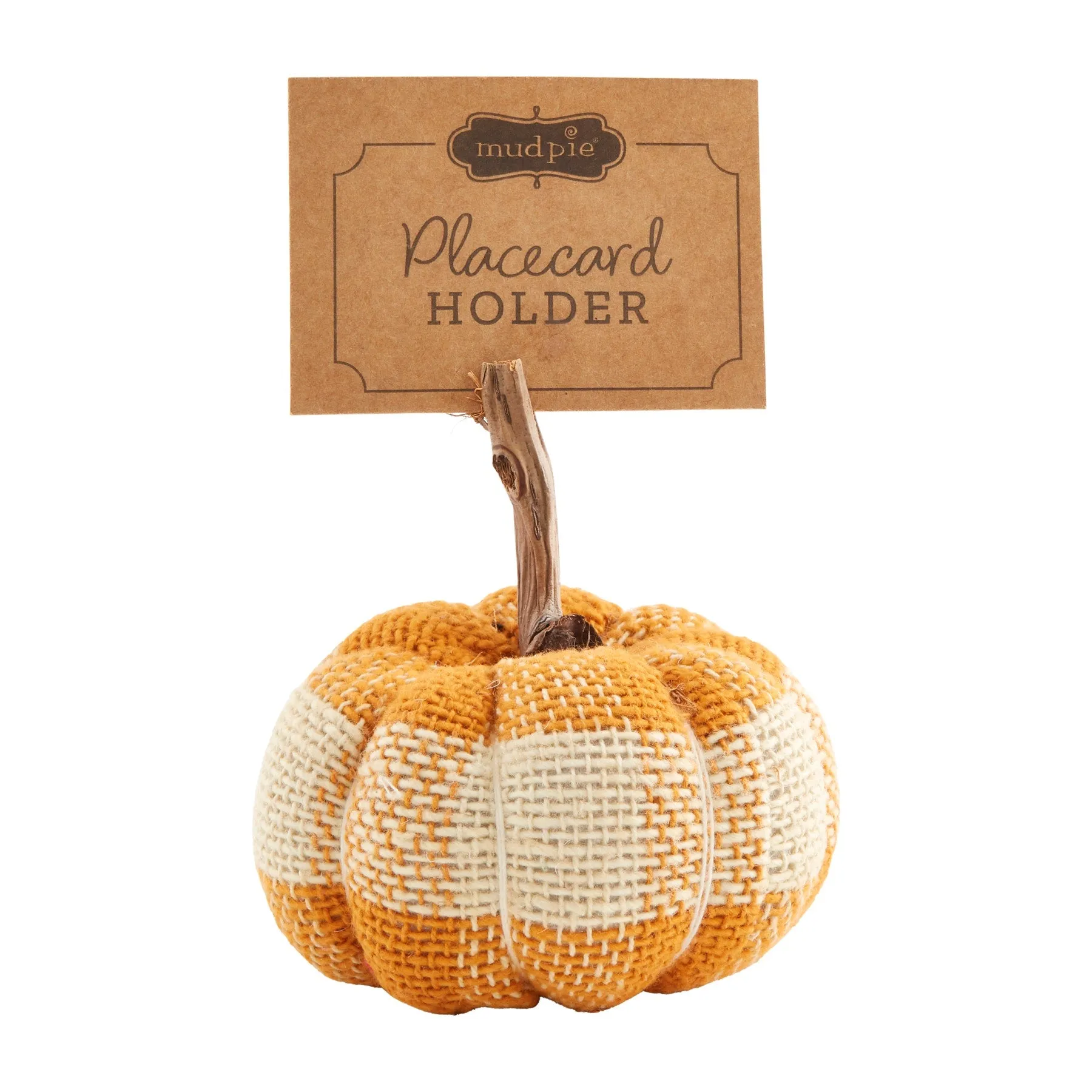 PLAID PUMPKIN PLACECARD HOLDER