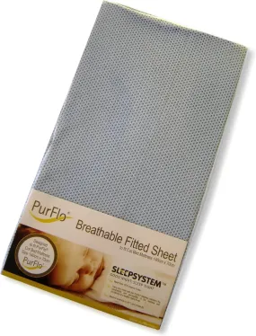 PurFlo Breathable Fitted Cot Sheet Light Blue  - 120 X 60cm