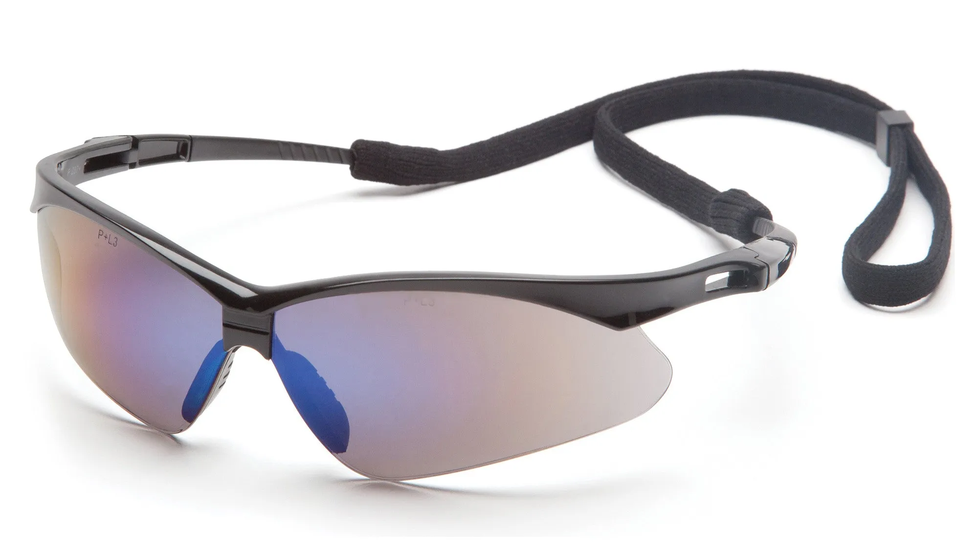 Pyramex SB6375SP PMXTREME Black Safety Glasses W/ Blue Mirror with Cord Lens (12 each)