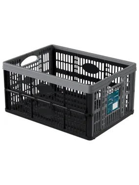 Recycled Plastic Collapsible Crate 32 L, Black   Gray