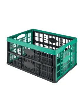 Recycled Plastic Collapsible Crate 32 L, Black   Green