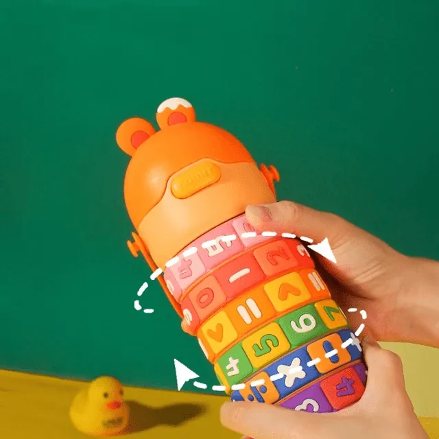 Rotate Number Educational Water Bottle for Kids - Interactive & Leakproof