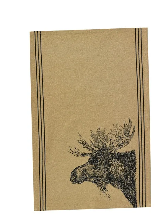 Rustic Moose Head Print Hand Towel