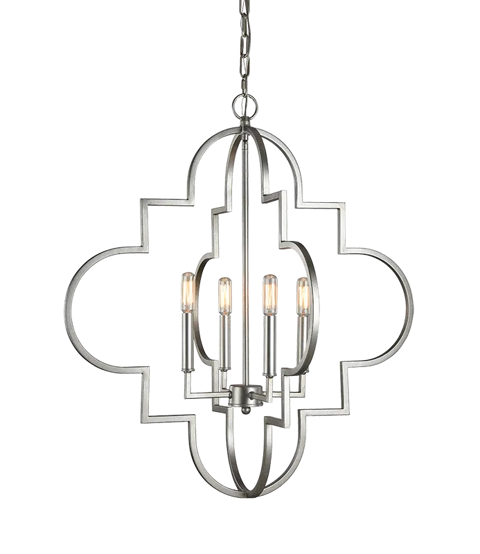 RUSTY 4 LIGHT CHANDELIER, SILVER