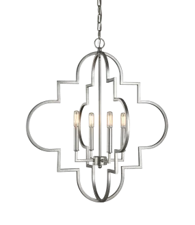 RUSTY 4 LIGHT CHANDELIER, SILVER