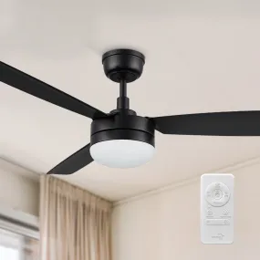 Sahar 52” Modern Black Ceiling Fan with LED Light and Remote