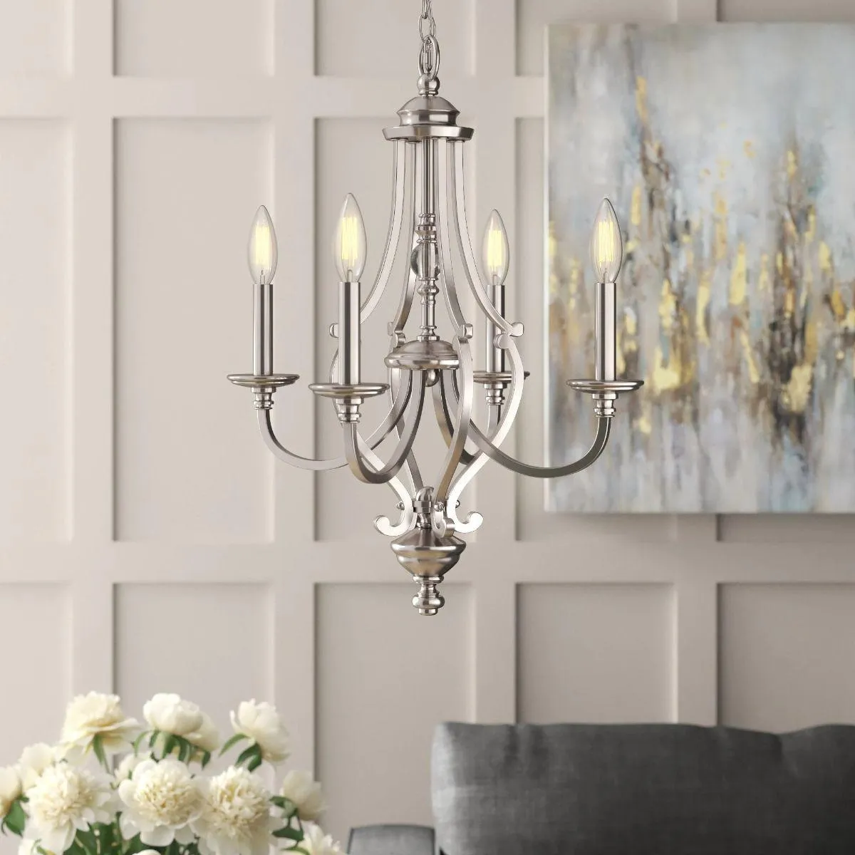 Savannah Row 26 in. 6 Lights Chandelier Brushed Nickel finish