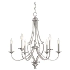 Savannah Row 26 in. 6 Lights Chandelier Brushed Nickel finish