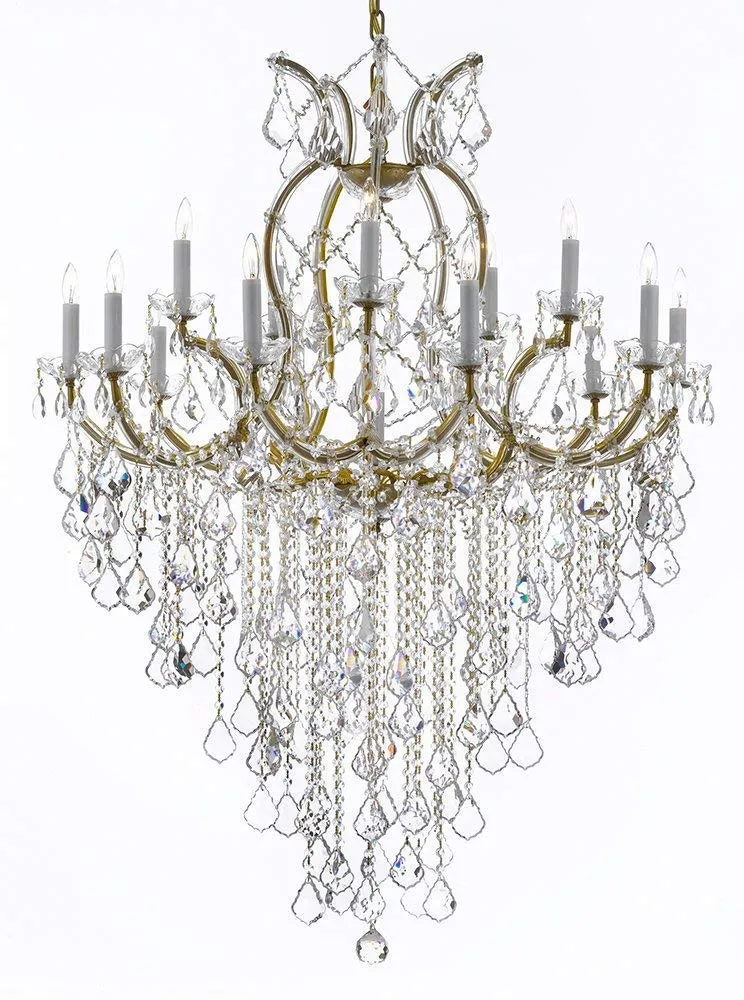 Set of 2-1 Maria Theresa Chandelier Empress Crystal (Tm) Lighting H 50" W 37" and 1 Large Foyer/Entryway Maria Theresa Empress Crystal (tm) Chandelier Lighting! H 72" W 52" - B12/21510/15 1   GOLD/B13/2756/36 1