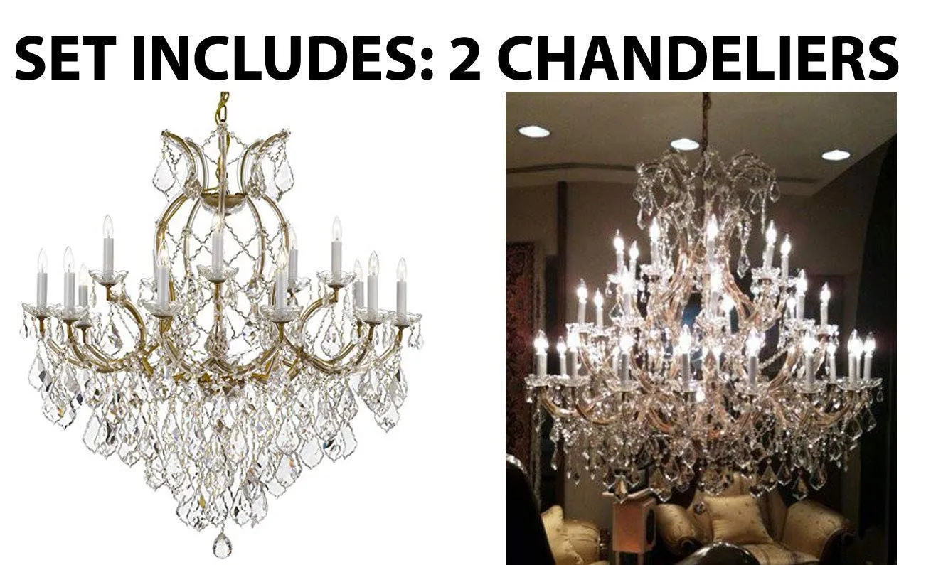 Set of 2-1 Maria Theresa Crystal Lighting Chandeliers Lights Fixture Ceiling Lamp H38" X W37" and 1 Large Foyer/Entryway Maria Theresa Empress Crystal (tm) Chandelier Chandeliers Lighting H 52 W 52 - 1EA 1/21510/15 1   1EA 918/36