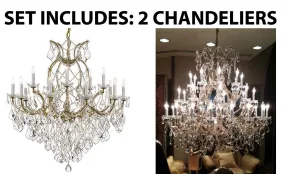 Set of 2-1 Maria Theresa Crystal Lighting Chandeliers Lights Fixture Ceiling Lamp H38" X W37" and 1 Large Foyer/Entryway Maria Theresa Empress Crystal (tm) Chandelier Chandeliers Lighting H 52 W 52 - 1EA 1/21510/15 1   1EA 918/36