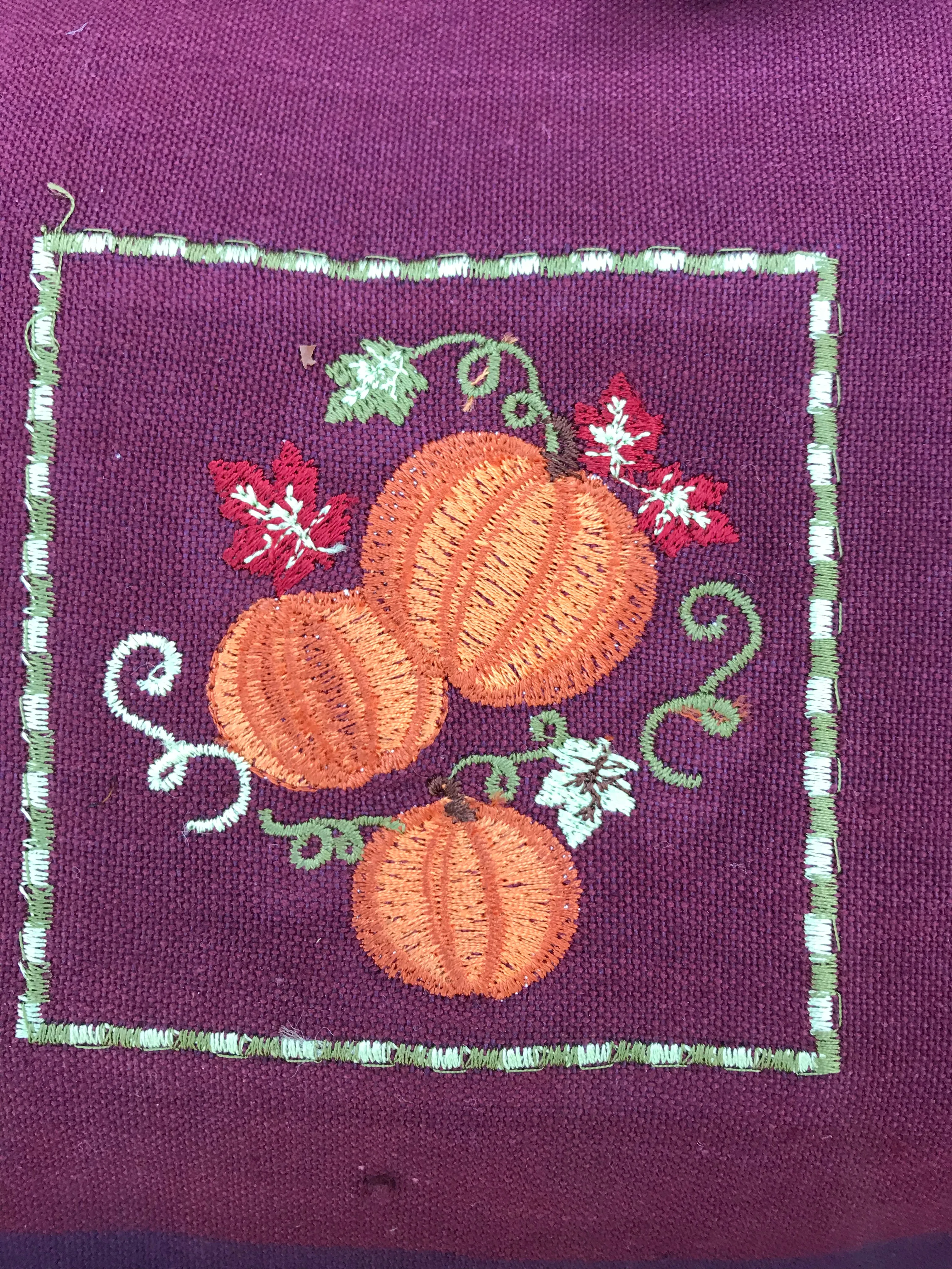 Set of 6 Embroidered Autumn Pumpkin & Vine Napkins  Kitchen Dish Tea Towel