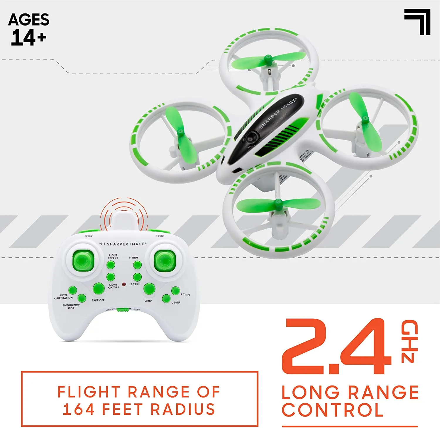 SHARPER IMAGE 2.4GHz RC Glow Up Stunt Drone with LED Lights, Mini Remote Controlled Quadcopter with Assisted Landing