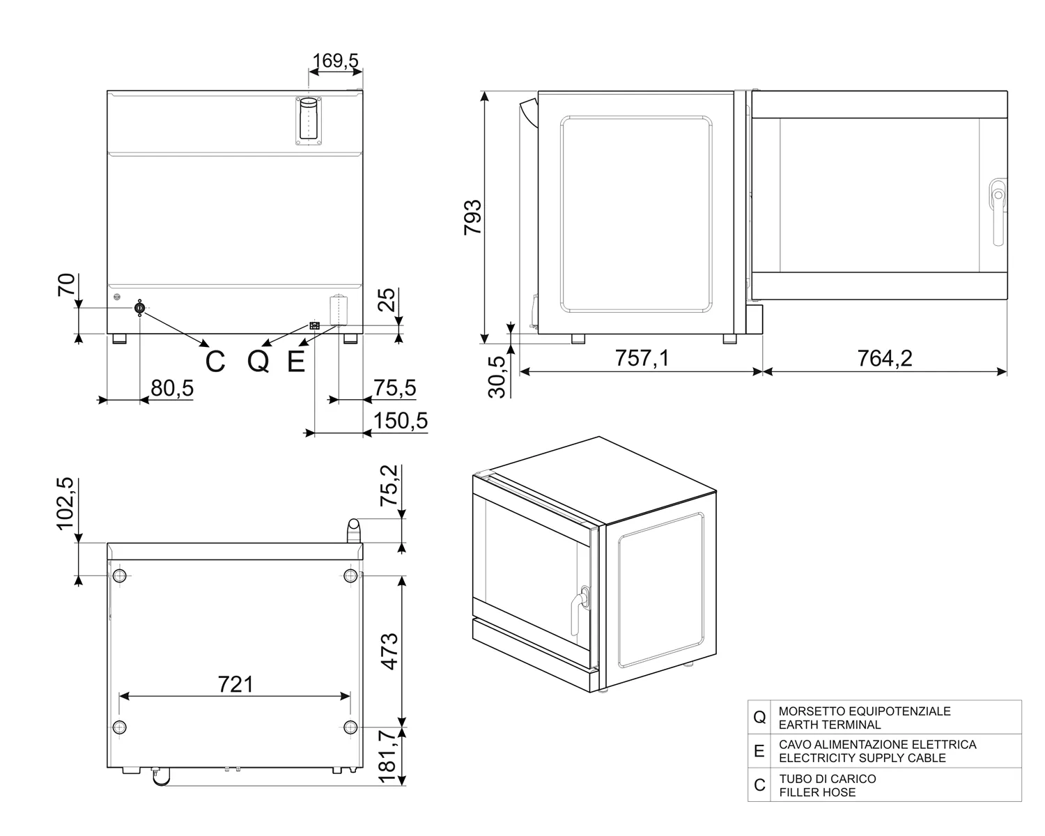 Smeg Convection Oven - 6 trays 600x400mm - ALFA625H-2