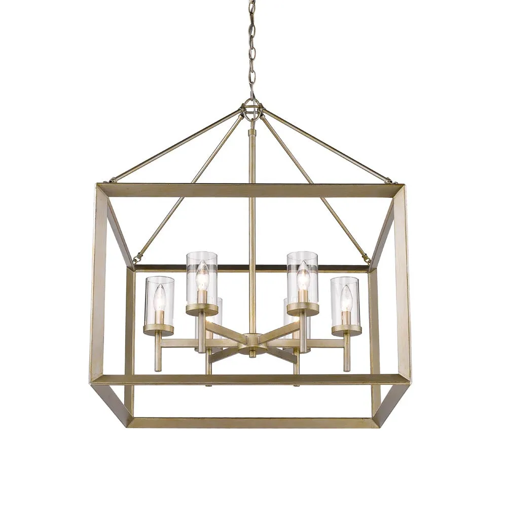 SMYTH 6 LIGHT CHANDELIER, WHITE/GOLD