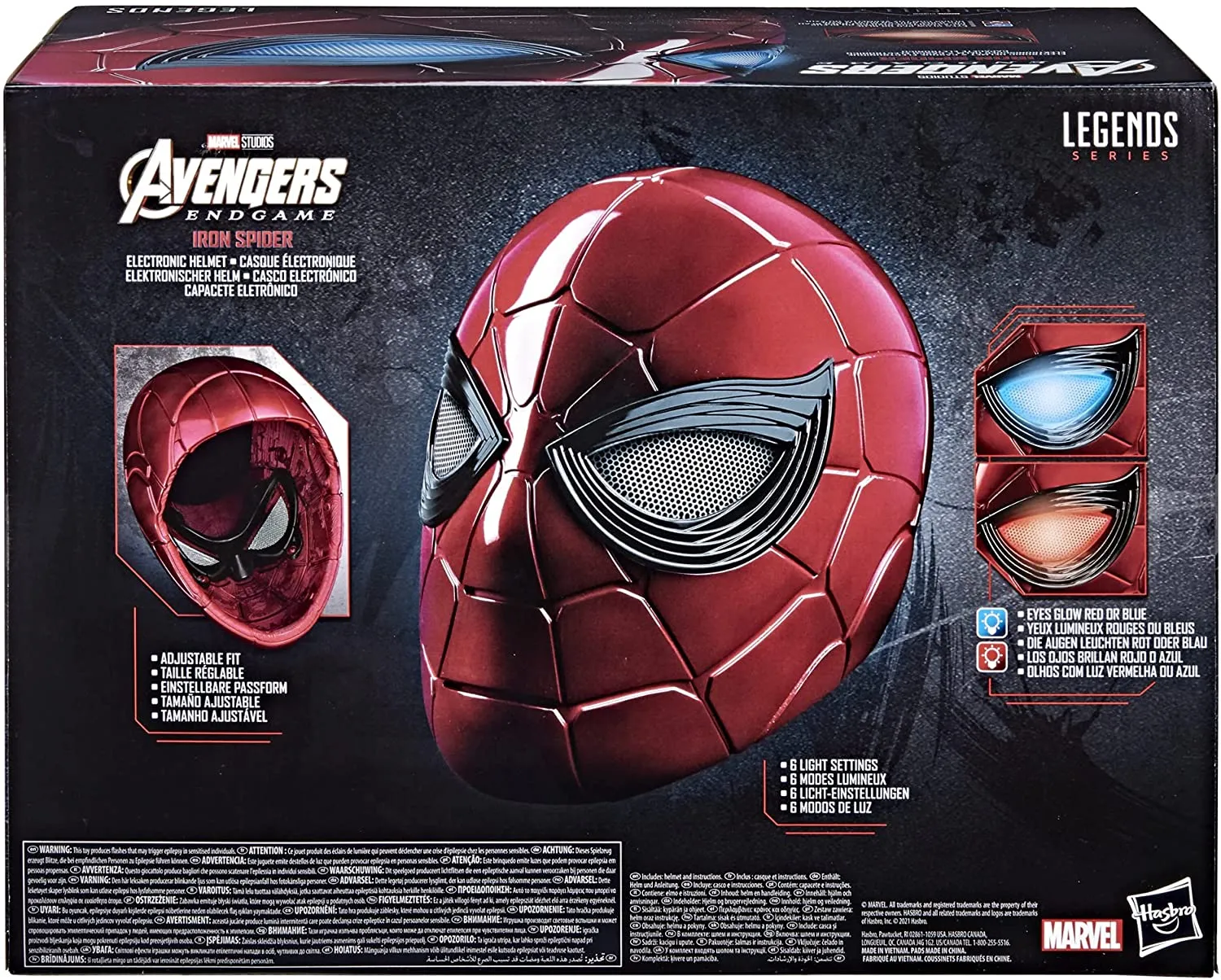 Spider-Man Marvel Legends Series Iron Spider Electronic Helmet with Glowing Eyes, 6 Light Settings and Adjustable Fit