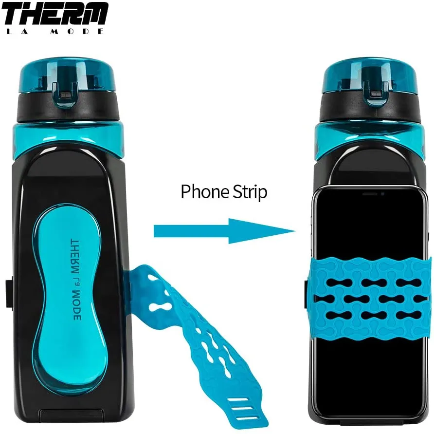 Sports Water bottle with Phone Strap and Carry Handle BPA&Toxin Free