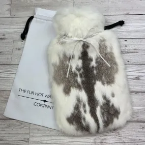 Stunning Grey and White Fur Luxury Rabbit Fur Hot Water Bottle from The Fur Hot Water Bottle Company - Large - #194 - Premium