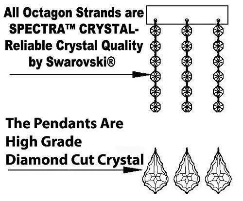 Swarovski Crystal Trimmed Chandelier Lighting Chandeliers H46" X W46" Dressed with Large, Luxe Crystals! - Great for The Foyer, Entry Way, Living Room, Family Room & More! w/White Shades - A83-B90/CS/WHITESHADES/2MT/24 1SW