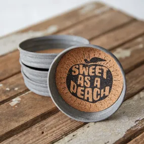 Sweet As A Peach Mason Jar Lid Coaster