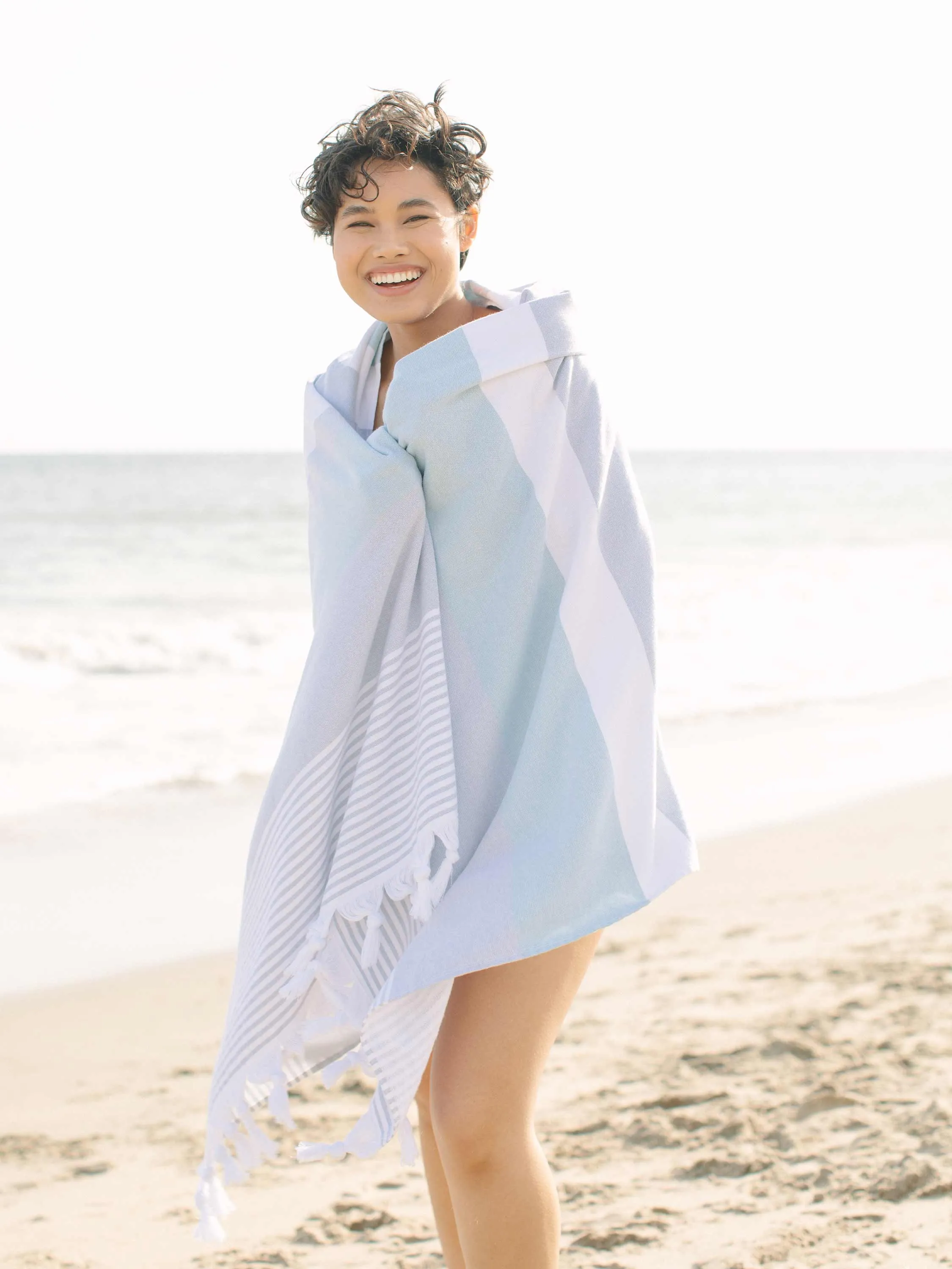 Teal & Gray Cape Cod Turkish Towel