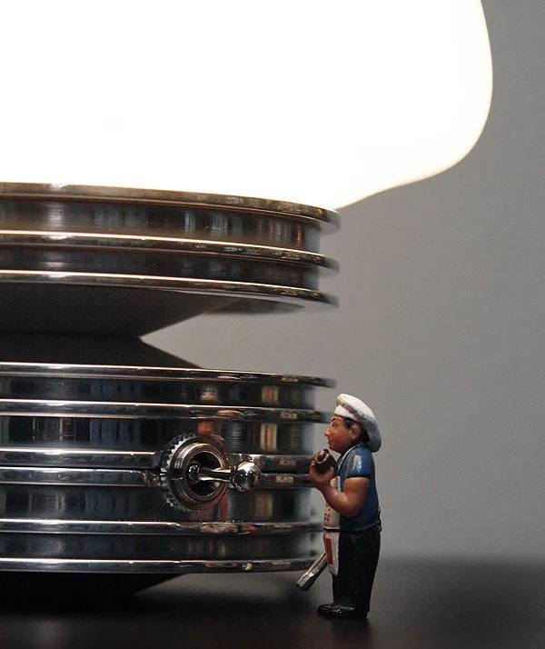 The Shroom Aviation Modern Art Polished Accent Piston Table Lamp